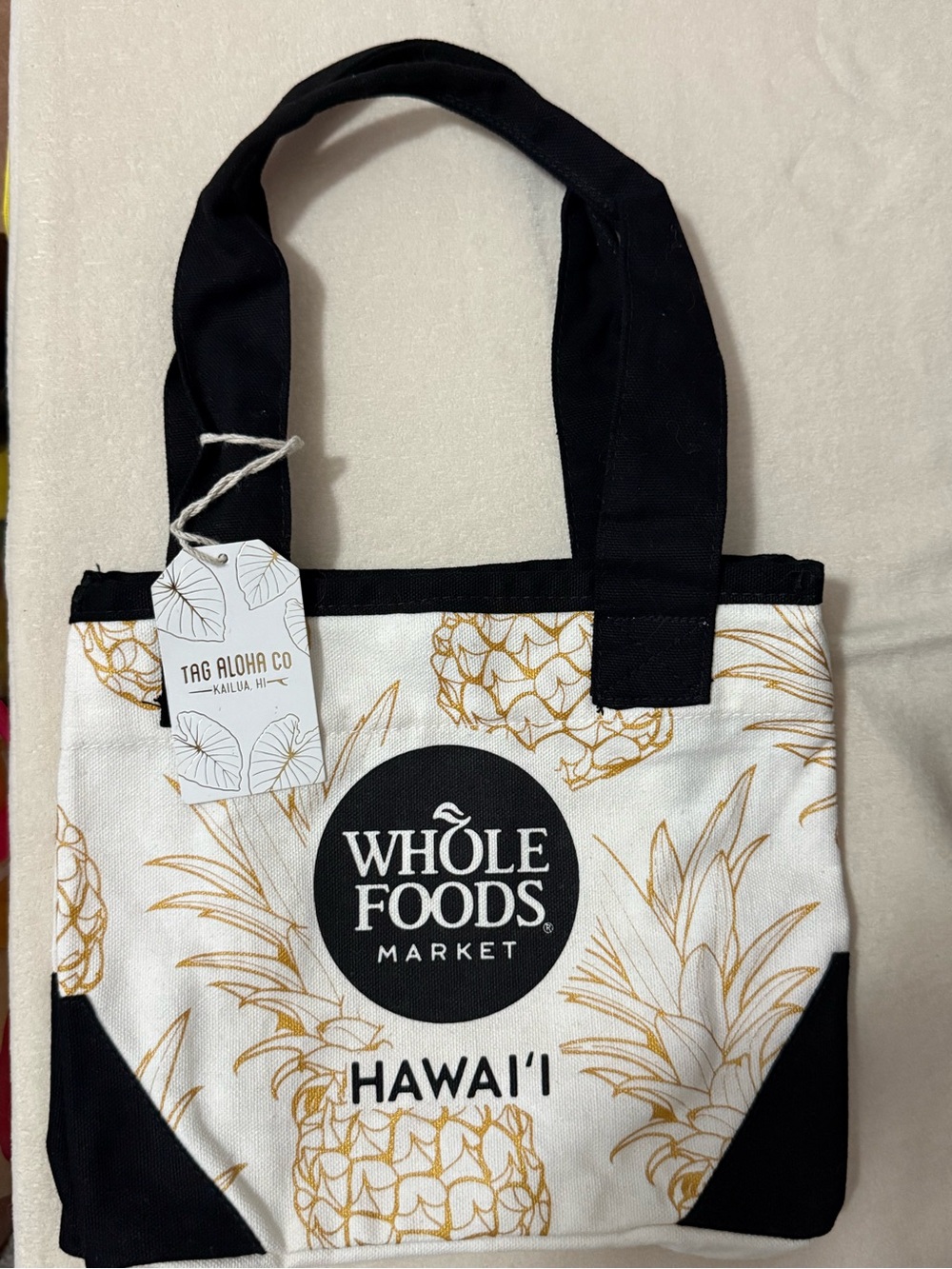 Limited Edition Whole Foods Hawai'i Pineapple Tote Bag - Black & White